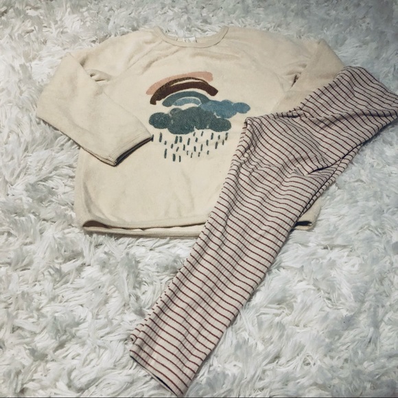 EUC H&M Terry Rainbow Pullover & Leggings - Picture 4 of 6